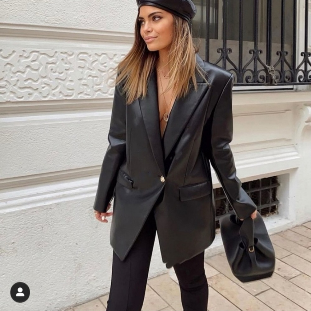 Zara FAUX LEATHER BLAZER